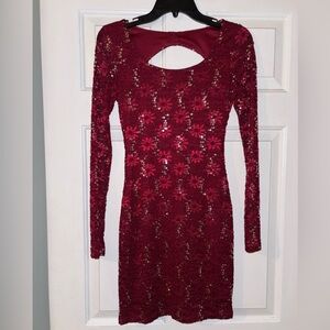 Elegant Burgundy Sequin Dress